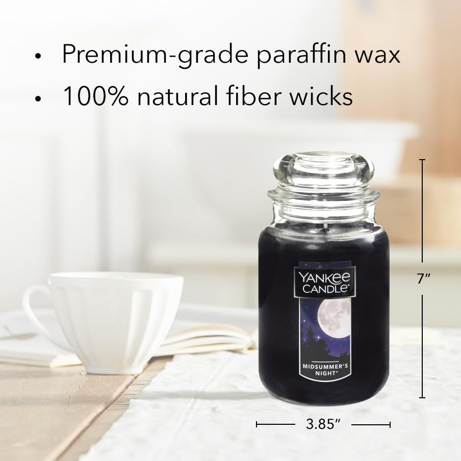 Yankee Candle MidSummer's Night – Large 22oz Scented Jar with 110+ Hour Burn, Classic Single Wick