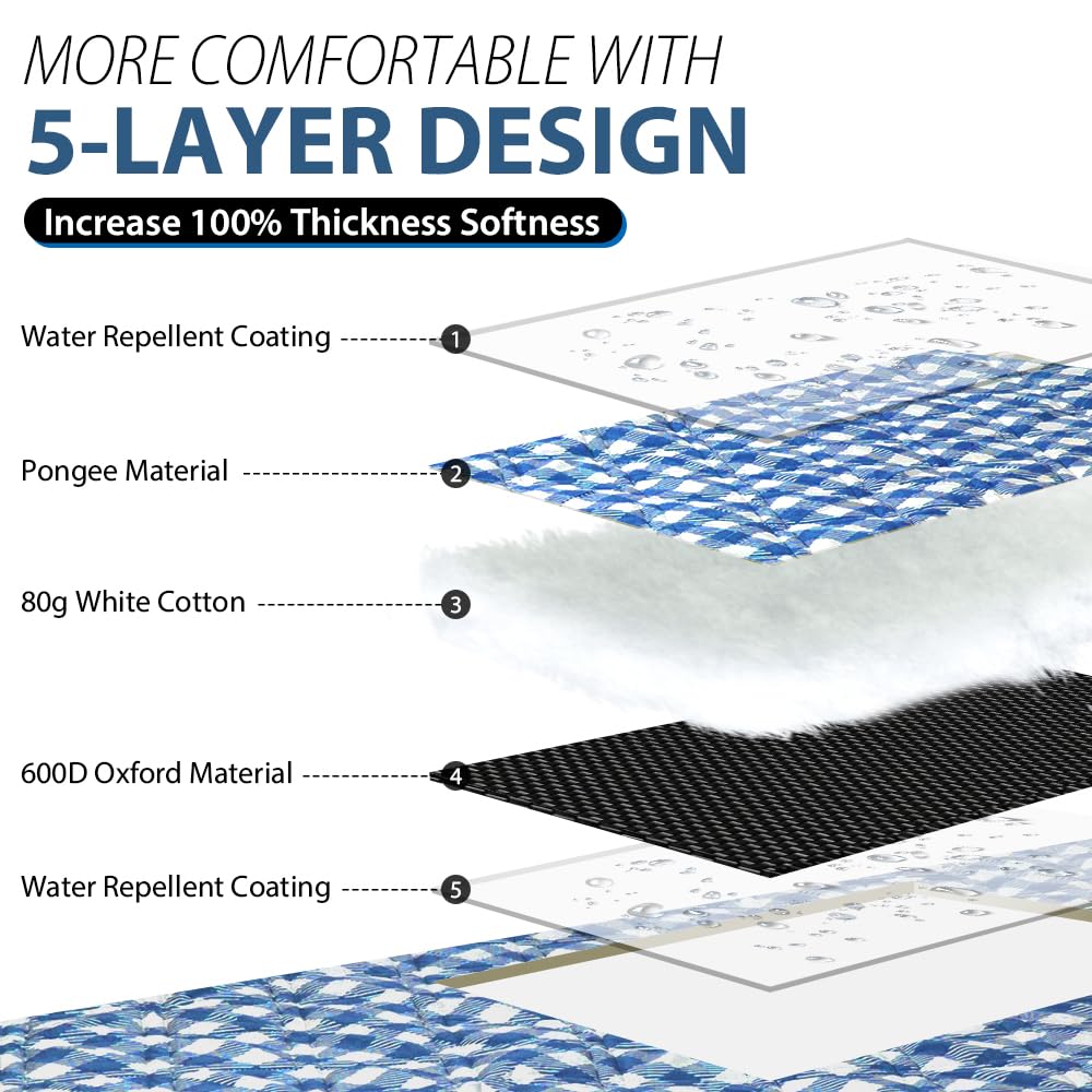 ZAZE Extra Large Picnic Blanket (80"x80") – Waterproof Foldable Mat for Beach, Camping & Lawn (Black/White)