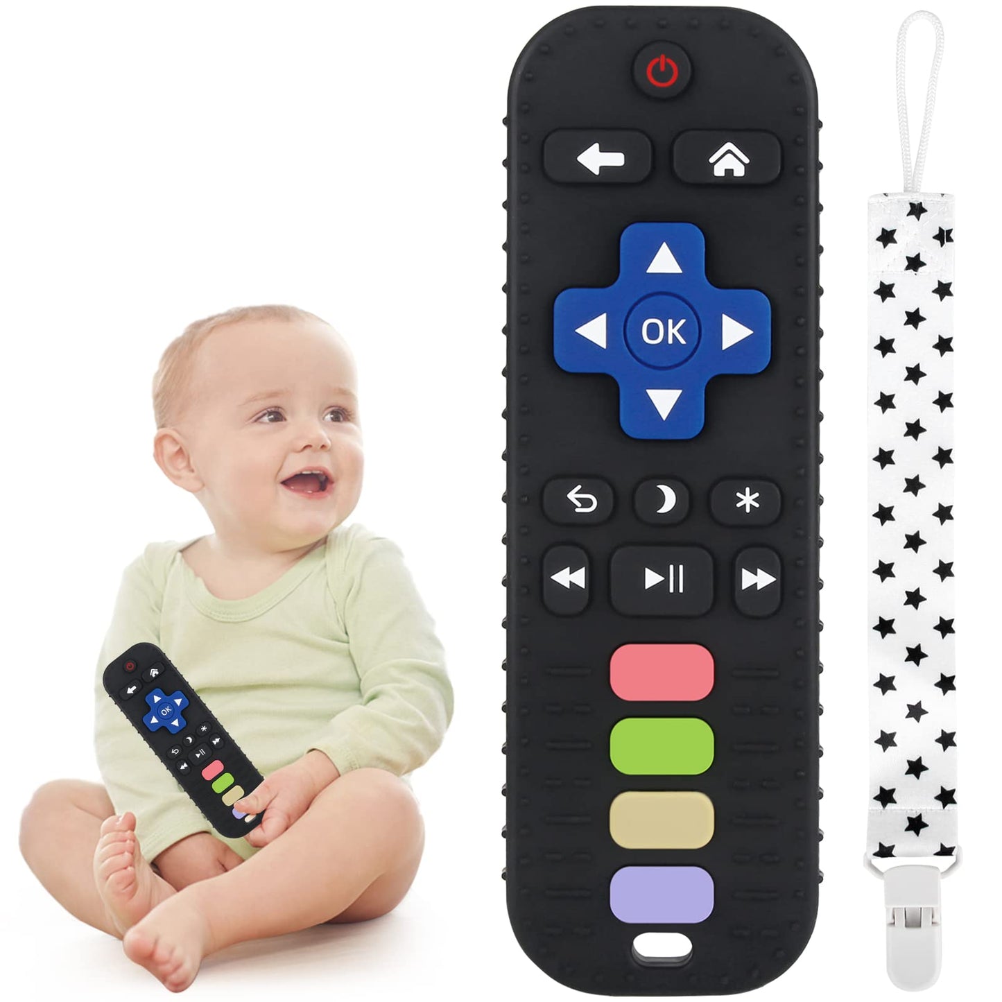 Chuya Baby Teether – TV Remote Shape Chew Toy for Infants (Black)