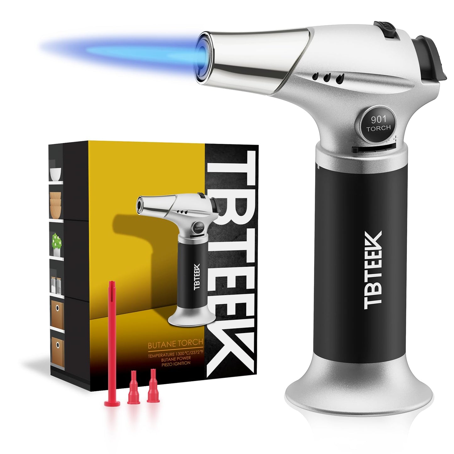 TBTEEK Butane Torch – Adjustable Flame Kitchen Torch with Safety Lock for Cooking, Baking & DIY (Fuel Not Included)