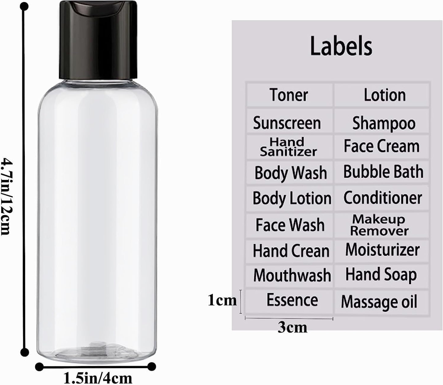 5-Pack TSA Approved Travel Bottles – 3.4 oz Leakproof Containers with Labels for Toiletries
