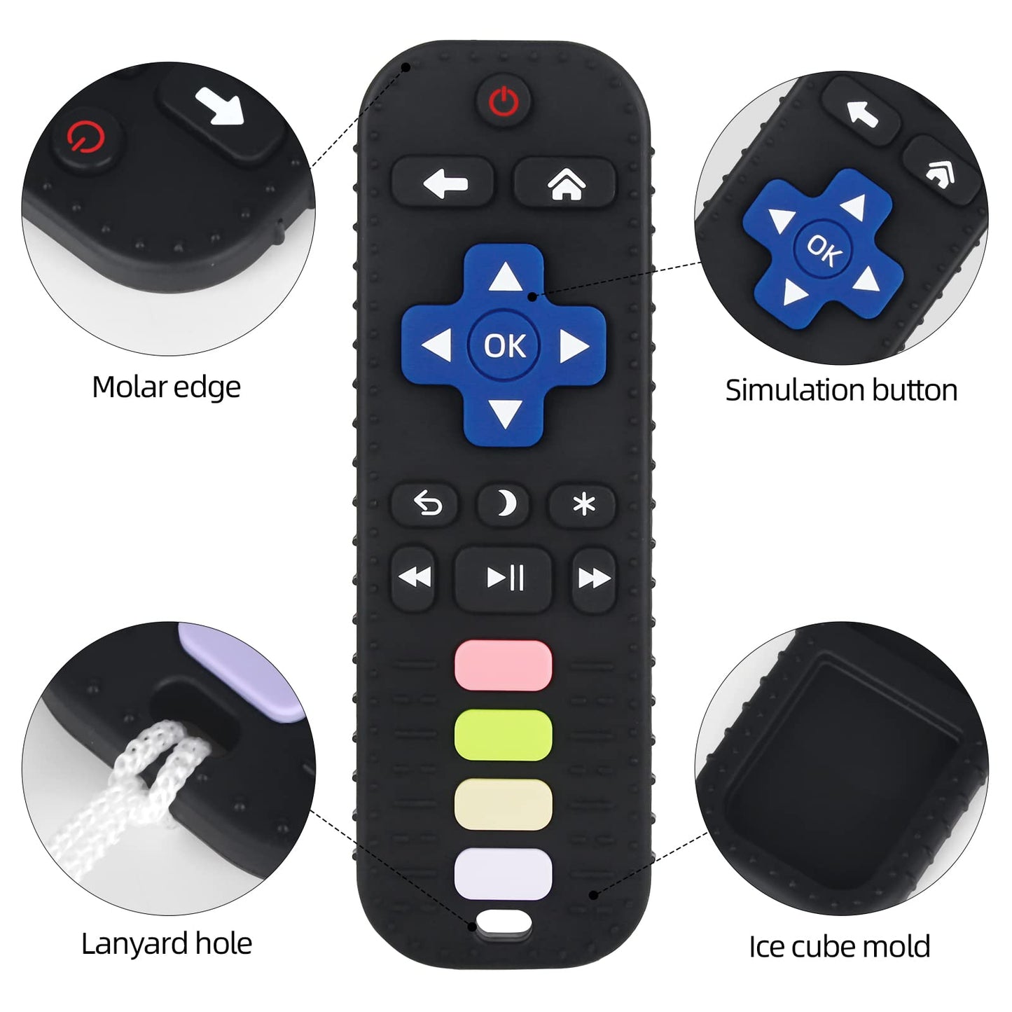 Chuya Baby Teether – TV Remote Shape Chew Toy for Infants (Black)