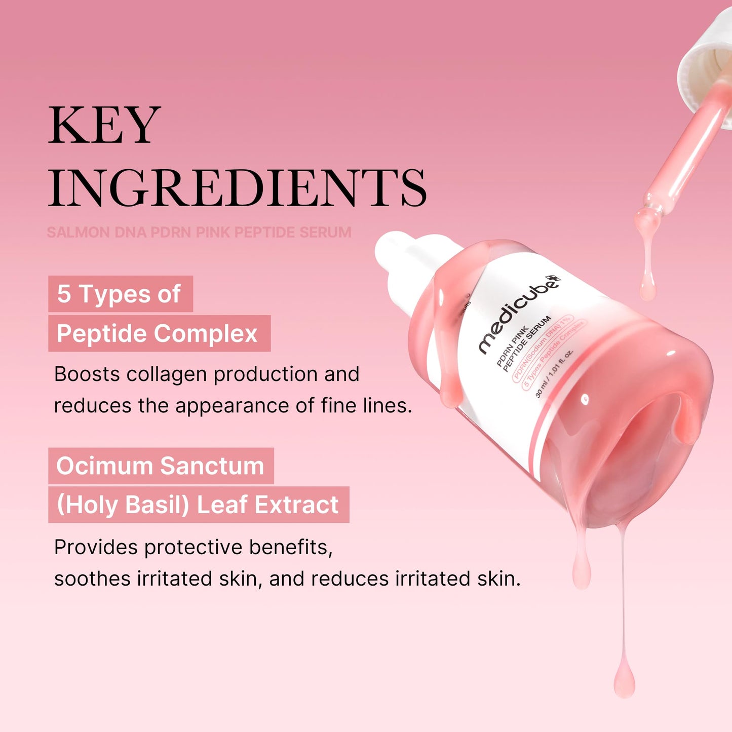 medicube Salmon DNA PDRN Serum – Pink Peptide Glow Formula for Hydration, Firming & Even Skin Tone (1.01 fl oz)