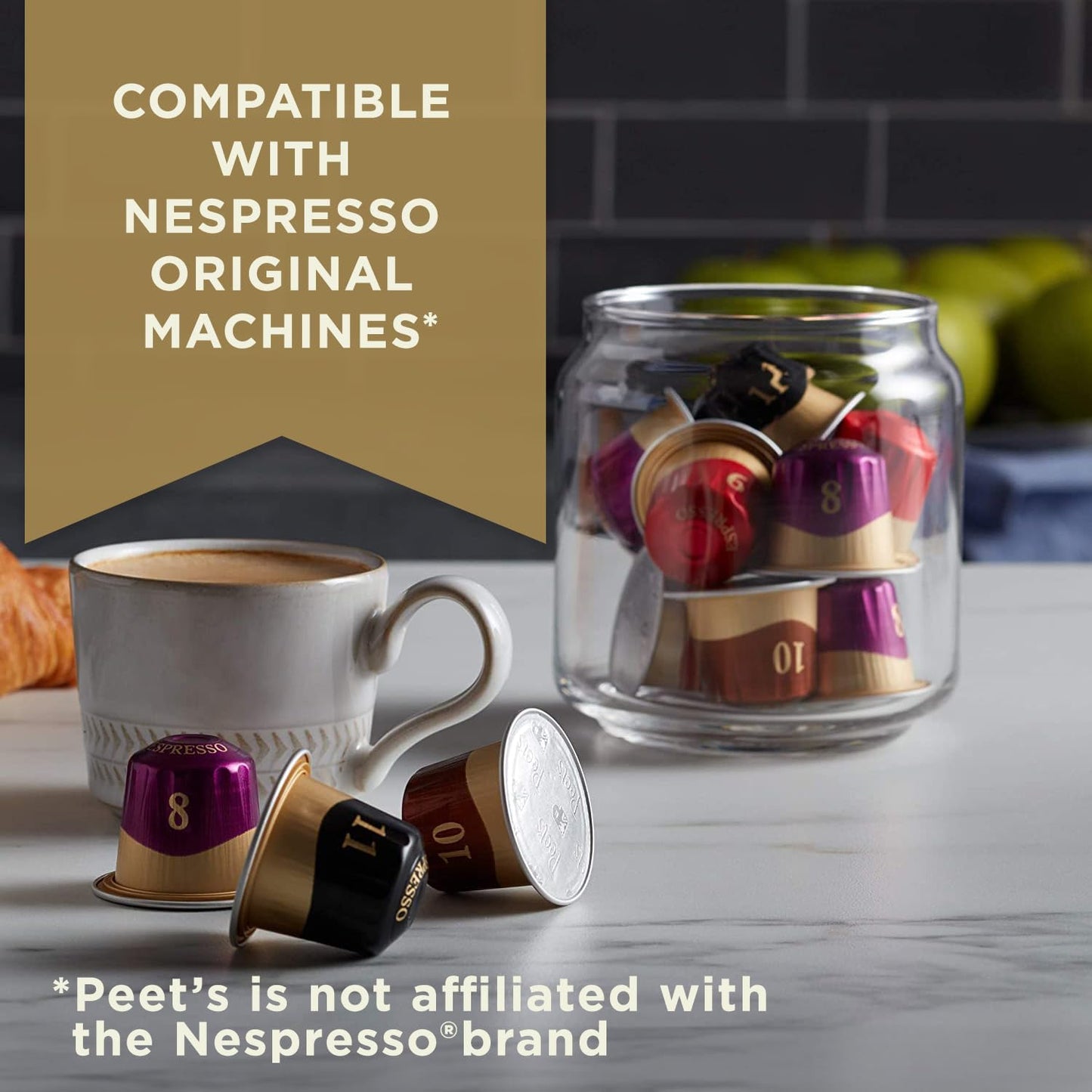 Peet’s Espresso Capsules – Medium Roast Ricchezza (50 Count, Nespresso Original Compatible)