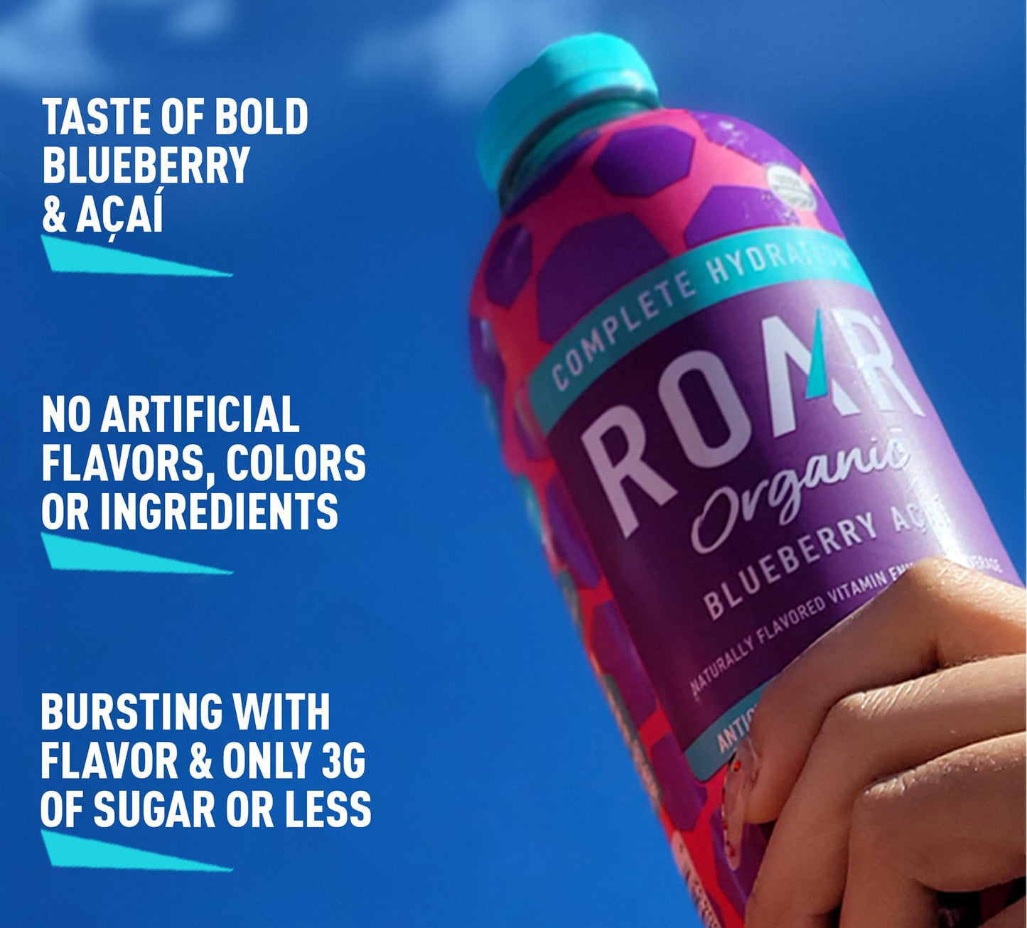 Roar Complete Hydration Organic - Electrolyte Drinks Loaded with Vitamins C, B5, B12 - Non-GMO, Gluten-Free - Dragonfruit Punch - 12 pc