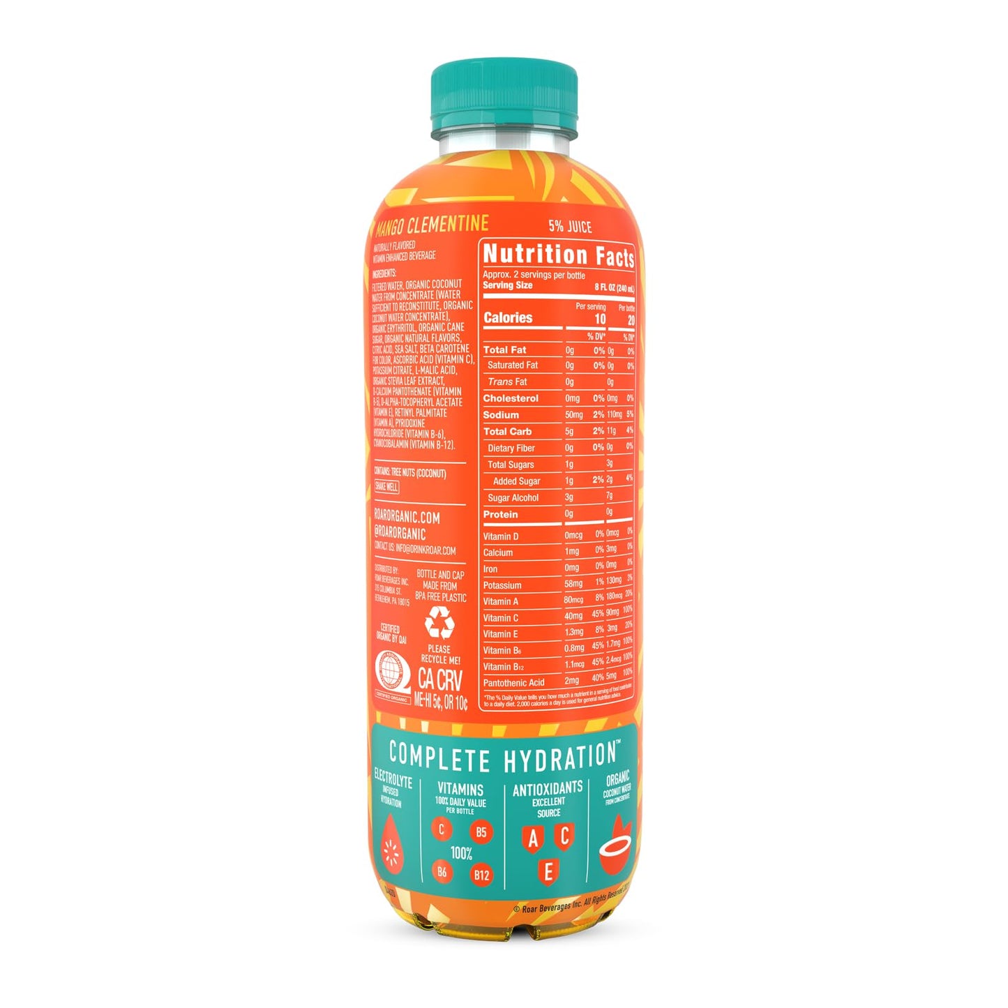 Roar Complete Hydration Organic - Electrolyte Drinks Loaded with Vitamins C, B5, B12 - Non-GMO, Gluten-Free - Dragonfruit Punch - 12 pc