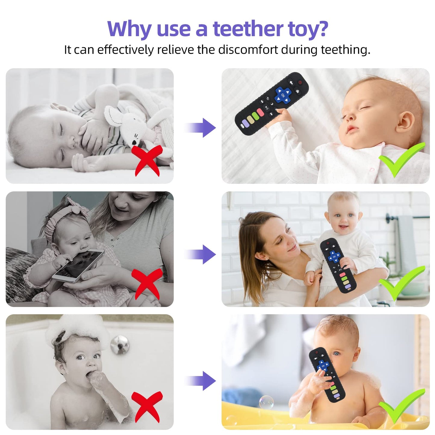Chuya Baby Teether – TV Remote Shape Chew Toy for Infants (Black)