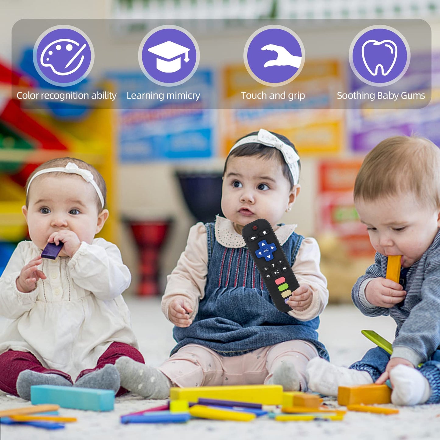 Chuya Baby Teether – TV Remote Shape Chew Toy for Infants (Black)