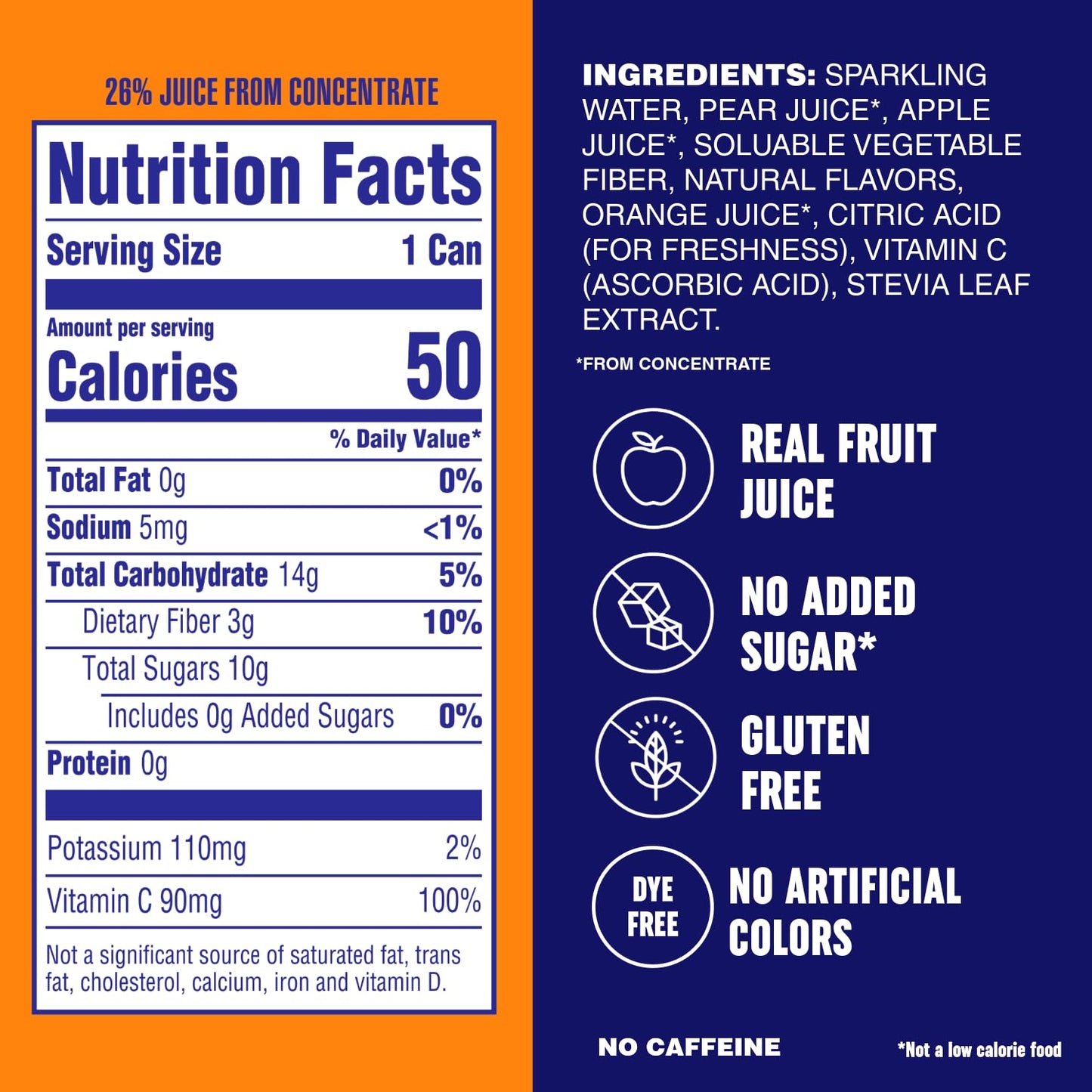 PLEZi FiZZ Orange Mango – Sparkling Juice Drink with Real Fruit, No Added Sugar, Low Sugar Soda Alternative (12-Pack, 12 fl oz)