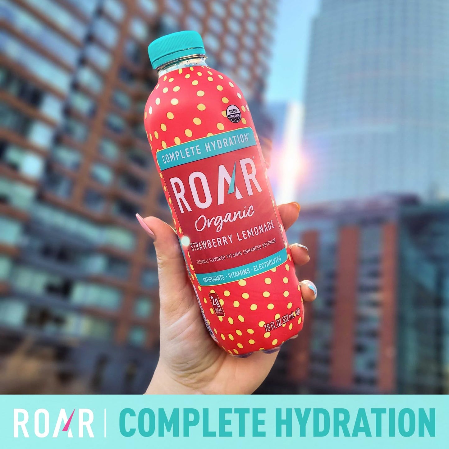 Roar Complete Hydration Organic - Electrolyte Drinks Loaded with Vitamins C, B5, B12 - Non-GMO, Gluten-Free - Dragonfruit Punch - 12 pc
