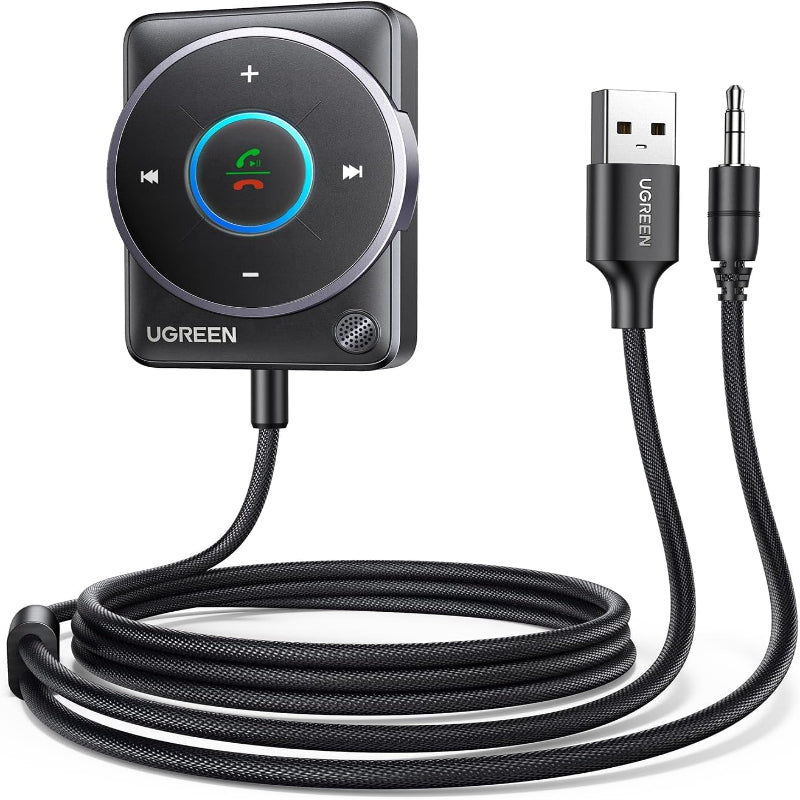 UGREEN Bluetooth 5.4 Aux Adapter – Noise-Cancelling Receiver for Car Music & Calls