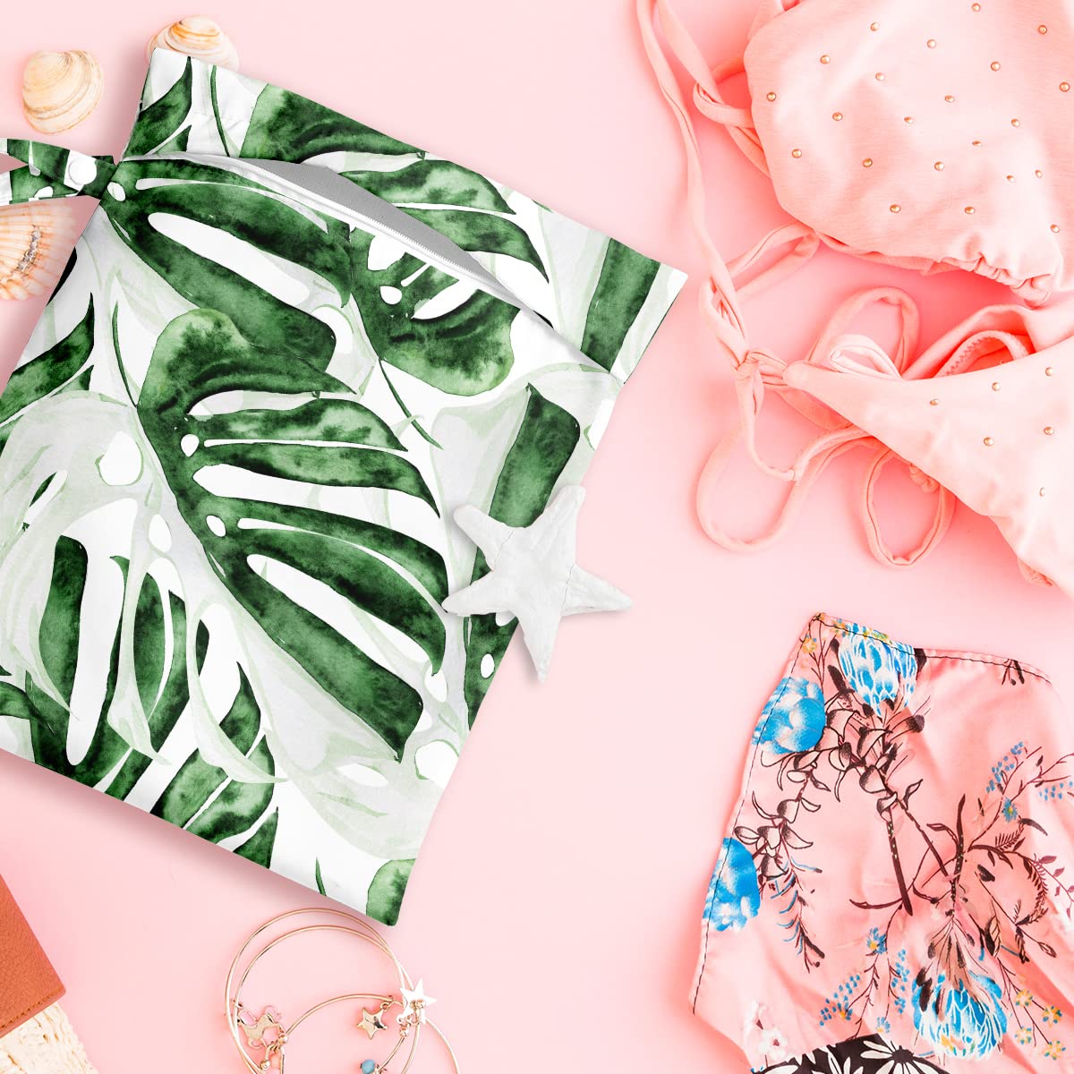 Waterproof Wet Dry Bag – Tropical Palm Leaf Travel Pouch for Swimsuits, Diapers, Gym & Beach Essentials