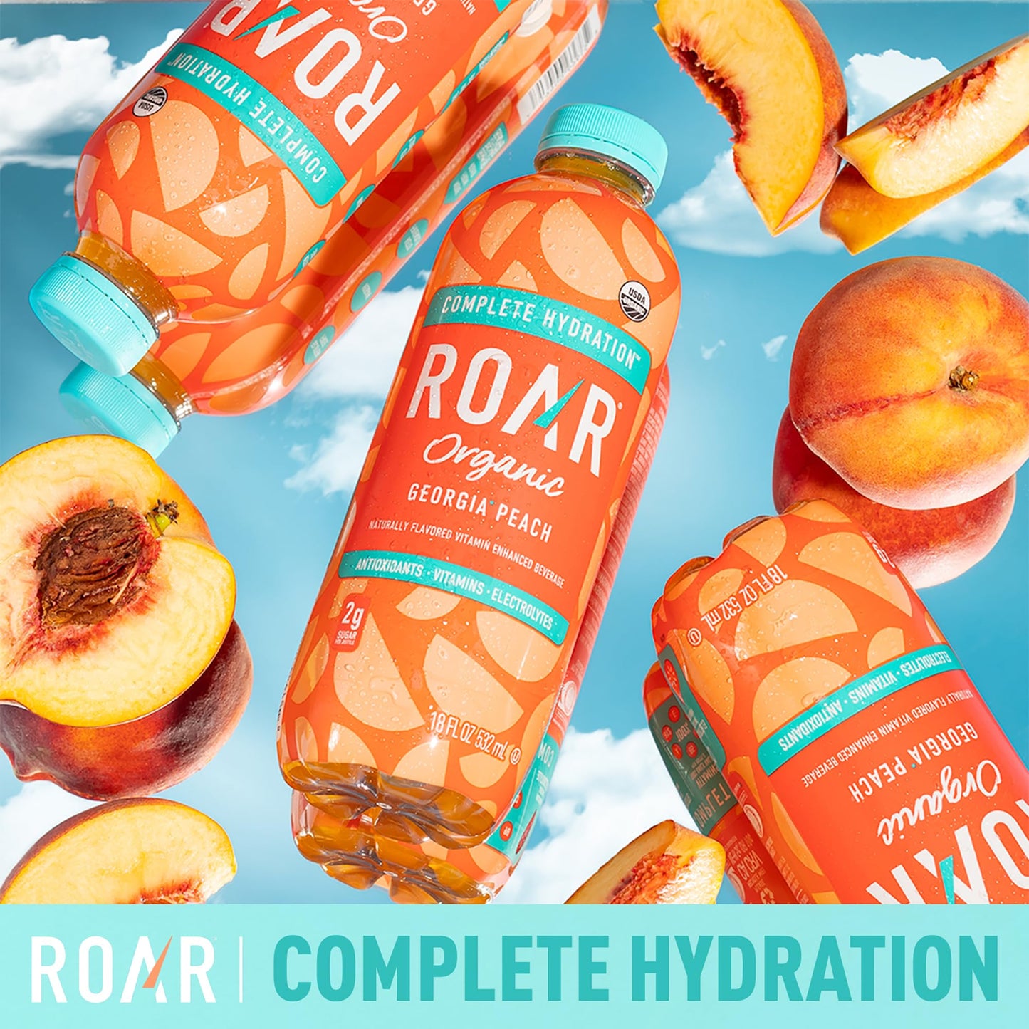 Roar Complete Hydration Organic - Electrolyte Drinks Loaded with Vitamins C, B5, B12 - Non-GMO, Gluten-Free - Dragonfruit Punch - 12 pc