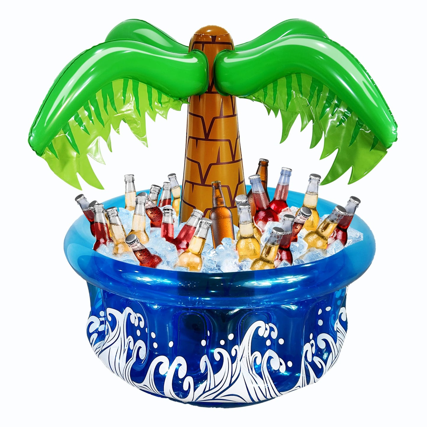 33.5” Inflatable Palm Tree Cooler – Tropical Drink Holder for Pool, Luau & Beach Party Decorations