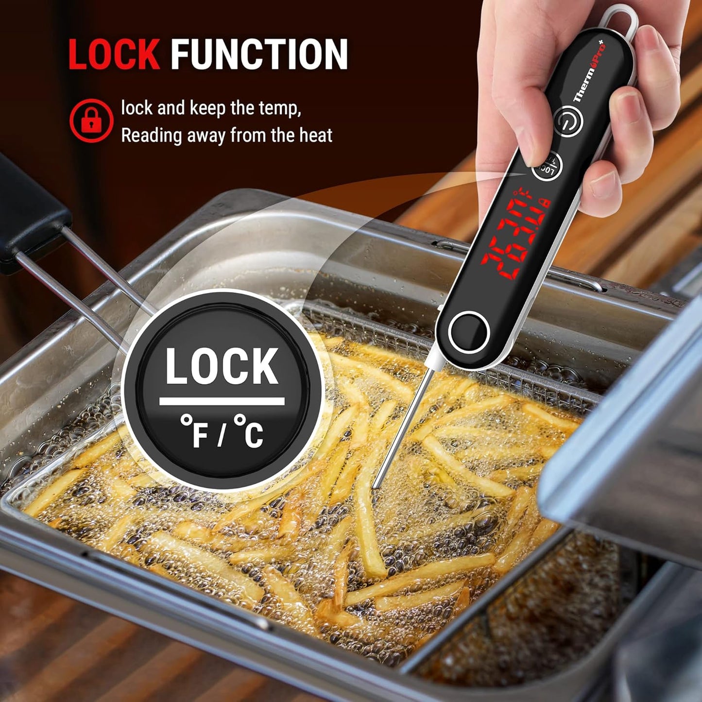 ThermoPro TP18 Digital Meat Thermometer – Instant Read with Thermocouple Sensor for Grill, Frying & BBQ