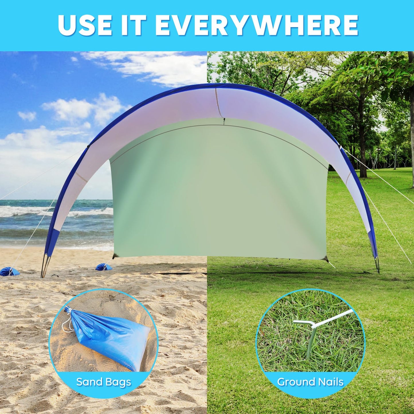 TOBTOS Pop-Up Beach Tent – UPF 50+ Sun Shelter for 2–3 People, Lightweight with Carry Bag