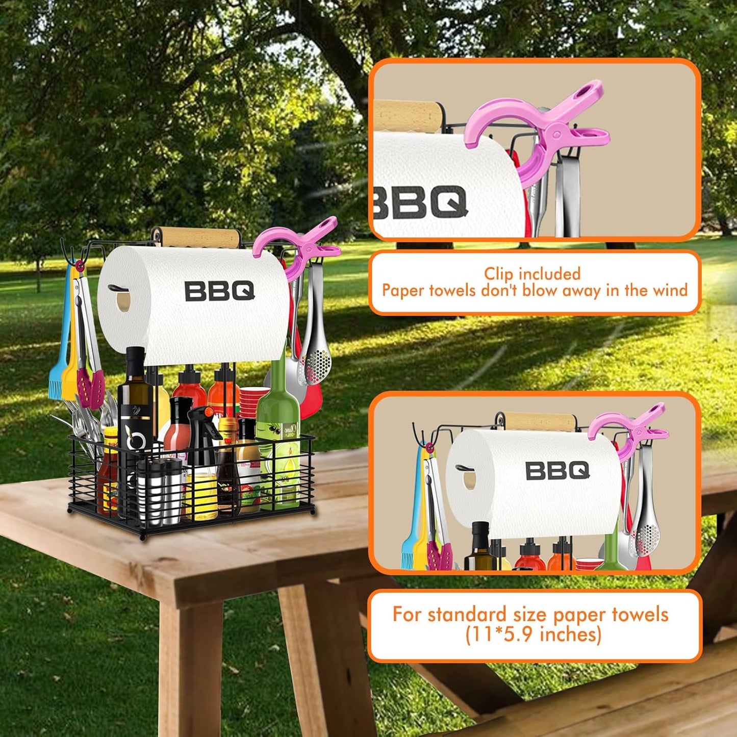 BBQ Grill Caddy – Outdoor Grill Organizer for Camping, Tailgates & Outdoor Kitchens, Great Gift for Men