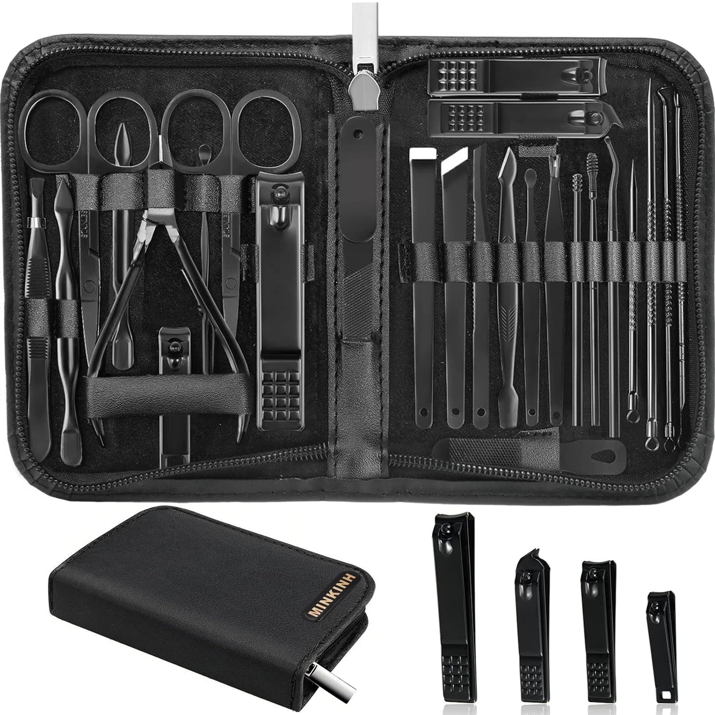 26-Piece Professional Manicure Set – Stainless Steel Nail Care Kit with Luxurious Travel Case