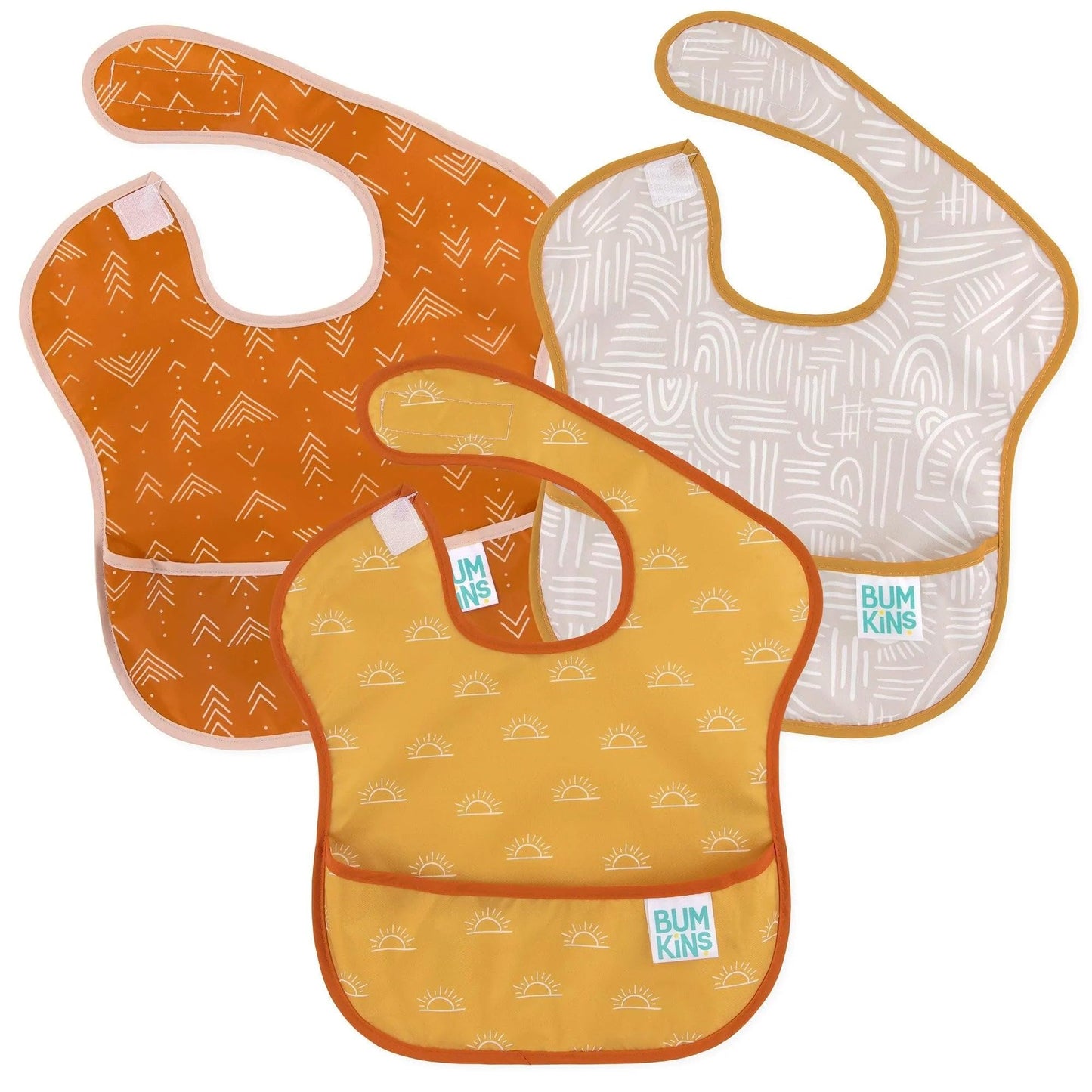 Bumkins SuperBib 3-Pack – Waterproof Baby Bibs for Feeding (Happy Campers)