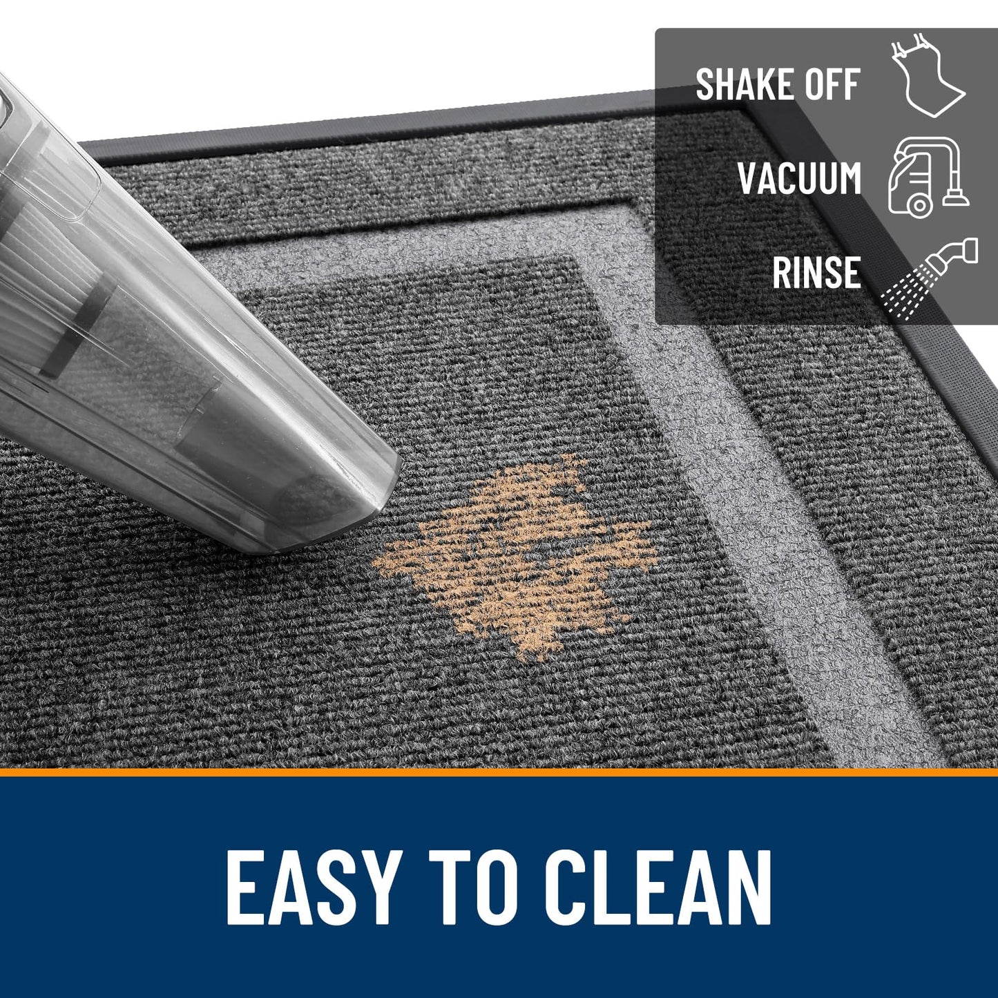 OLANLY Front Door Mat (29.5x17, Grey) – Waterproof All-Weather Rubber Entryway Rug for Indoor/Outdoor Use