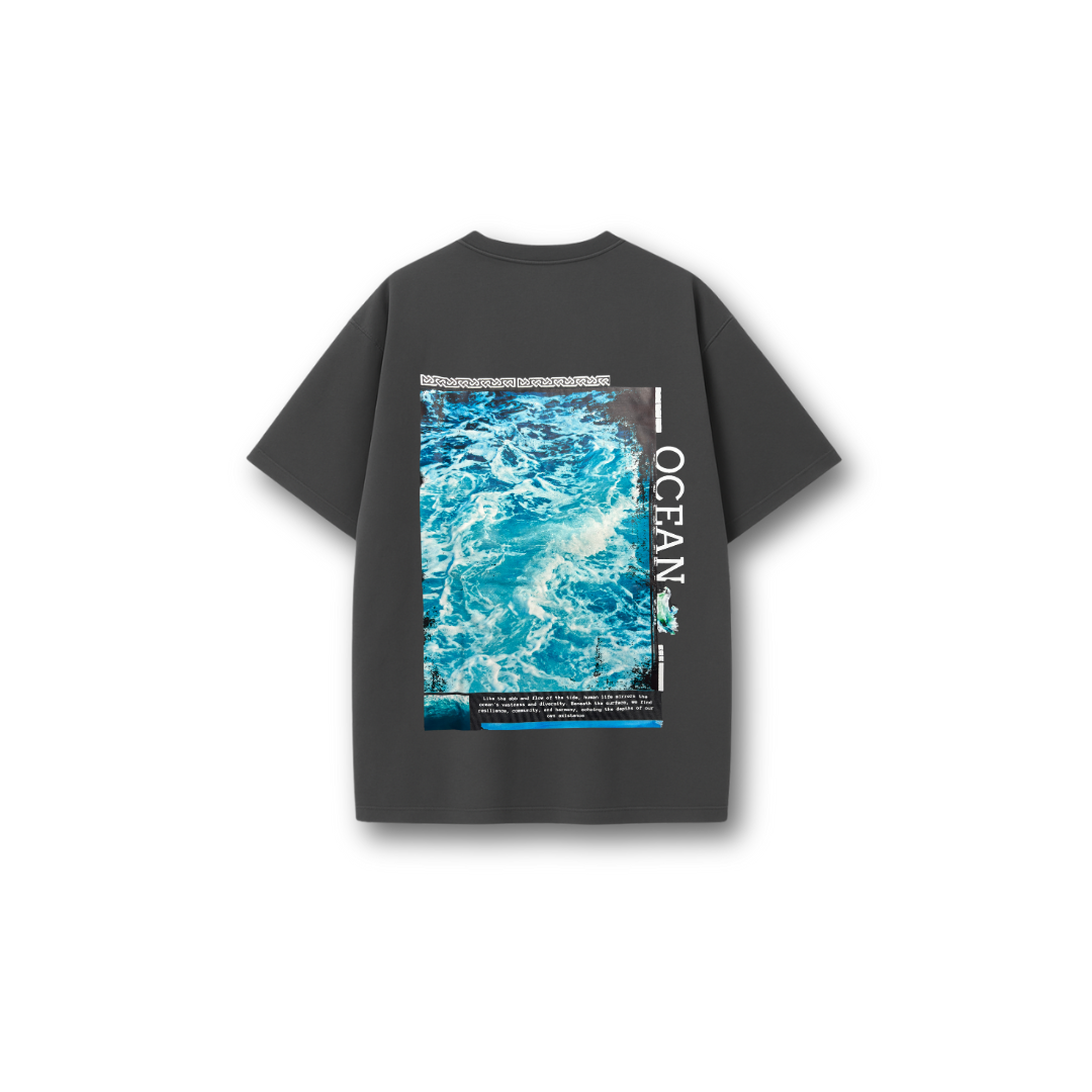 "Current Drift" Oversize Ocean Tee (Graphite Grey)
