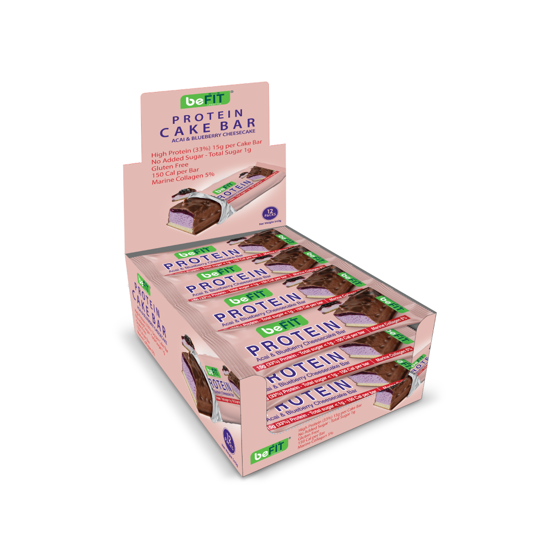 Acai & Blueberry Cheesecake Protein Cake Bar with Marine Collagen 12pcs per pack