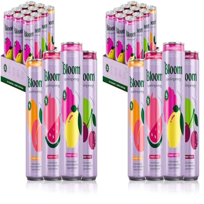 Bloom Sparkling Energy Drink – 12-Pack Variety with 180mg Natural Caffeine, Zero Sugar & Antioxidants (12oz Cans)