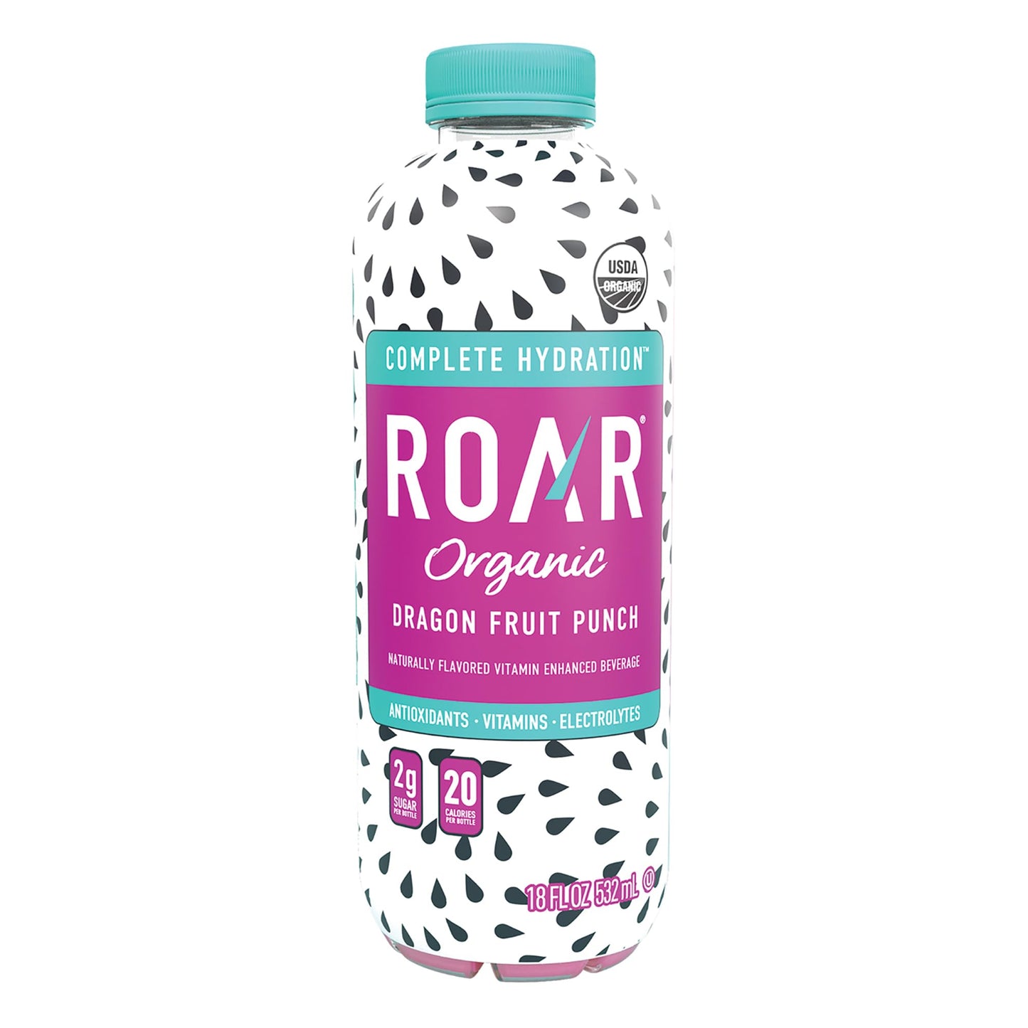 Roar Complete Hydration Organic - Electrolyte Drinks Loaded with Vitamins C, B5, B12 - Non-GMO, Gluten-Free - Dragonfruit Punch - 12 pc