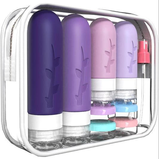 18-Pack TSA Approved Travel Bottles – Leak-Proof Refillable Silicone Containers for Toiletries & Essentials