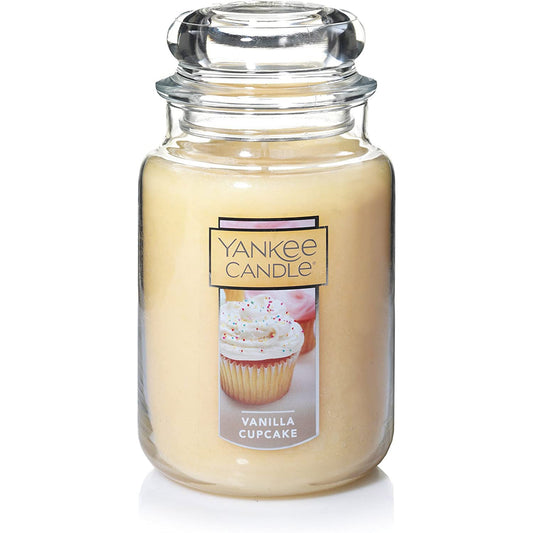 Yankee Candle Vanilla Cupcake – Large 22oz Scented Jar with 110+ Hour Burn, Single Wick for Cozy Ambience