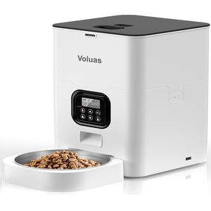 VOLUAS Automatic Cat Feeder – Programmable Dry Food Dispenser with Voice Recorder & Portion Control