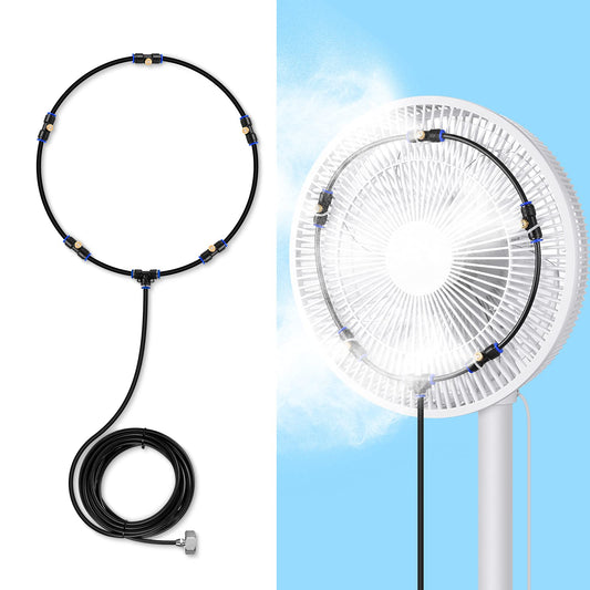 lifeegrn Outdoor Misting System – 40FT Line with 10 Nozzles & Brass Adapter for Patio, Garden & Greenhouse