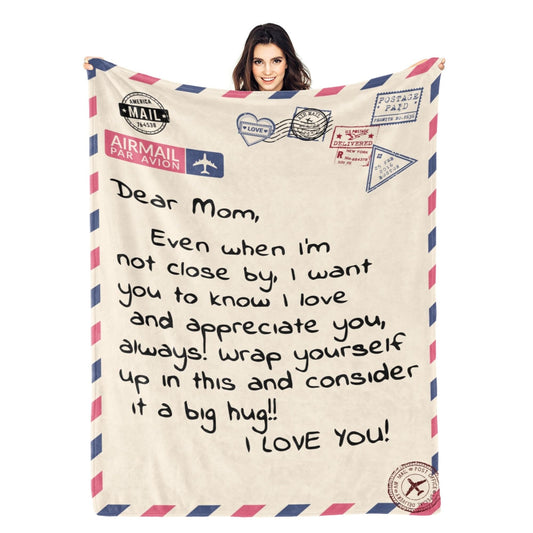 Mom Blanket Gift from Daughter or Son – Soft Throw with Heartfelt Letter, Perfect for Birthday or Mother’s Day