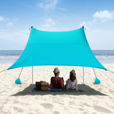 10x10ft Beach Tent Sun Shelter – UPF 50+ Canopy with Sandbags, Poles & Shovel for Camping & Picnics (Navy Blue)