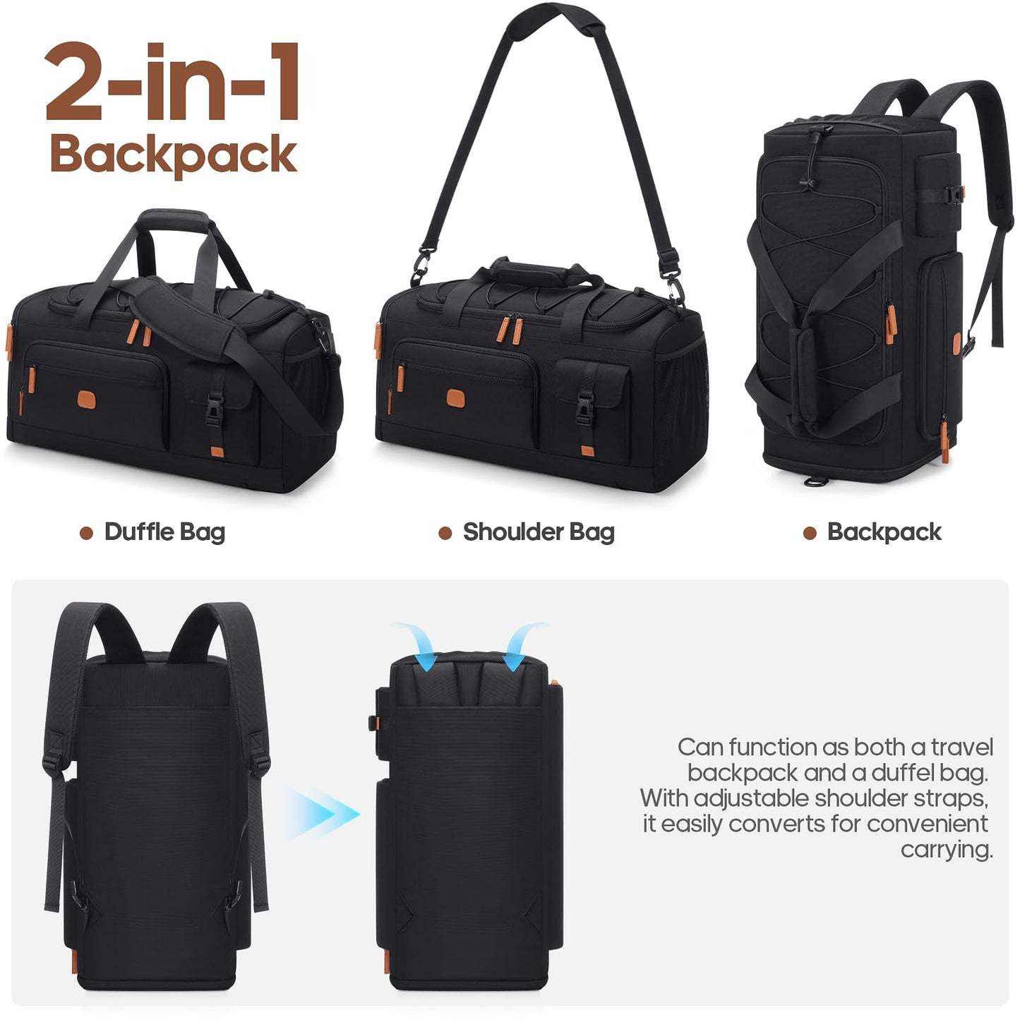 3-Piece Luggage Set – 20” PC Hardside Carry-On with Spinner Wheels, TSA Lock & Travel Backpack (Black)