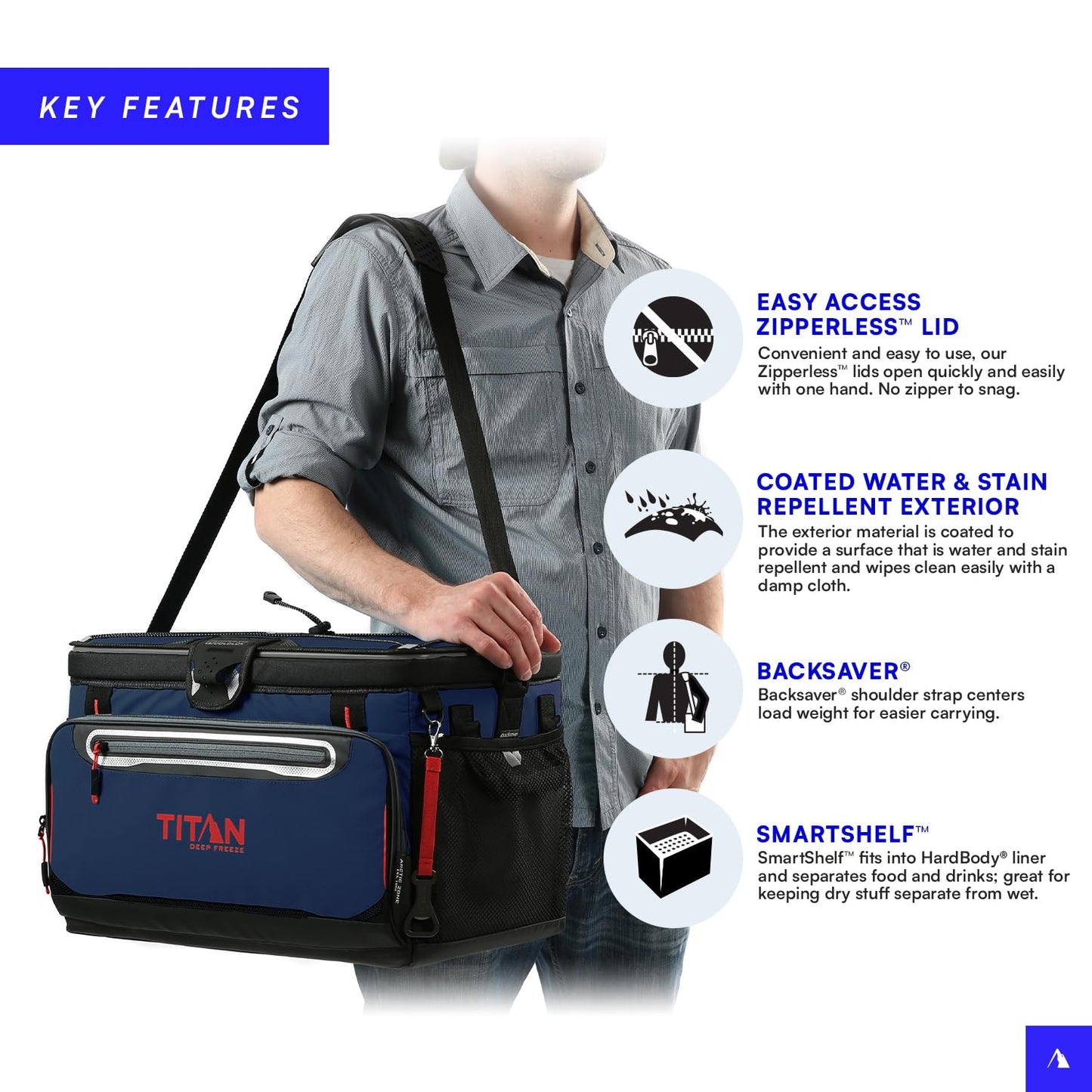 Arctic Zone Titan Deep Freeze Cooler – Zipperless Hardbody Insulated Cooler with SmartShelf for Beach & Camping