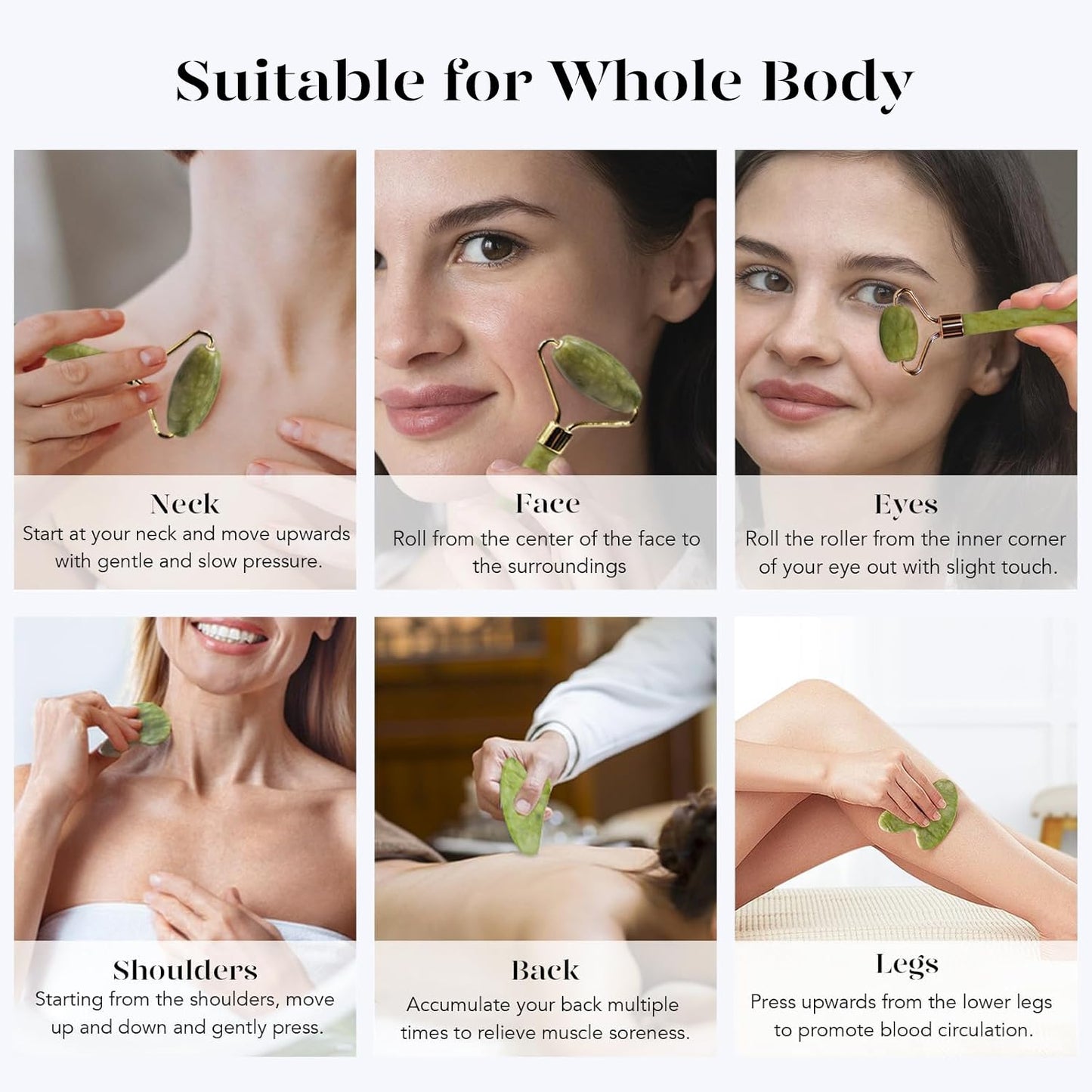 BAIMEI Jade Roller & Gua Sha Set – IcyMe Facial Tools for Puffiness & Redness Relief, Self-Care Gift (Green)
