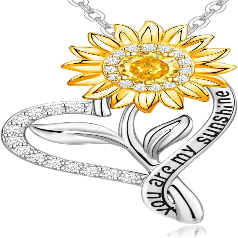 18K Gold Plated Sunflower Necklace – “You Are My Sunshine” Gift for Wife, Mom, or Daughter