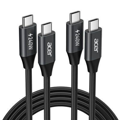 Acer USB-C Cable – 240W Fast Charging Nylon Braided (2-Pack, 6.6FT)