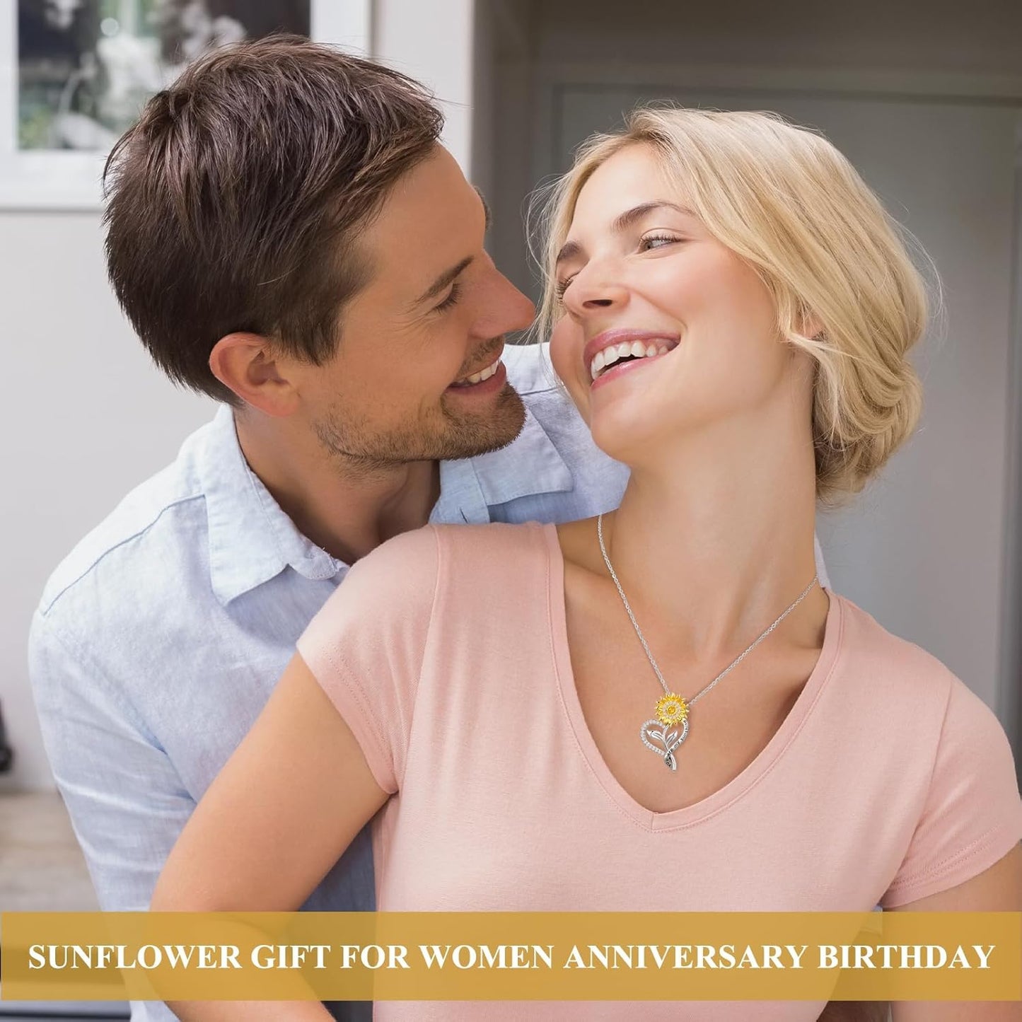 18K Gold Plated Sunflower Necklace – “You Are My Sunshine” Gift for Wife, Mom, or Daughter