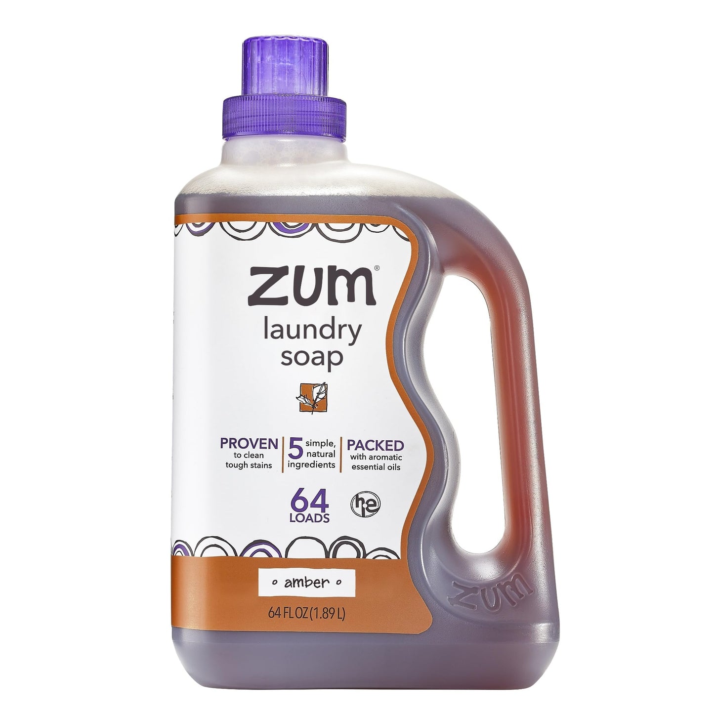 Zum Laundry Soap – Plant-Based Liquid Detergent with Essential Oils (Amber, 64oz)