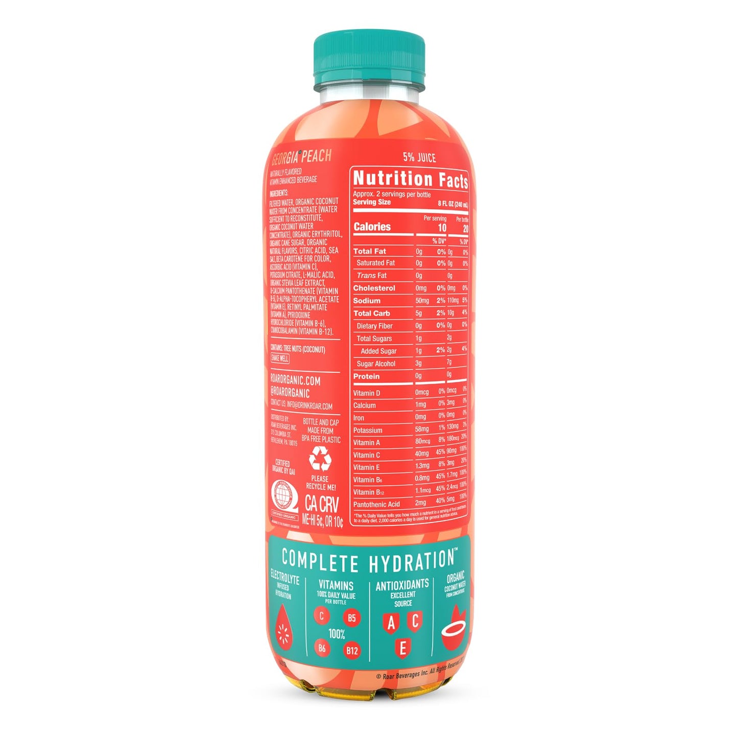 Roar Complete Hydration Organic - Electrolyte Drinks Loaded with Vitamins C, B5, B12 - Non-GMO, Gluten-Free - Dragonfruit Punch - 12 pc