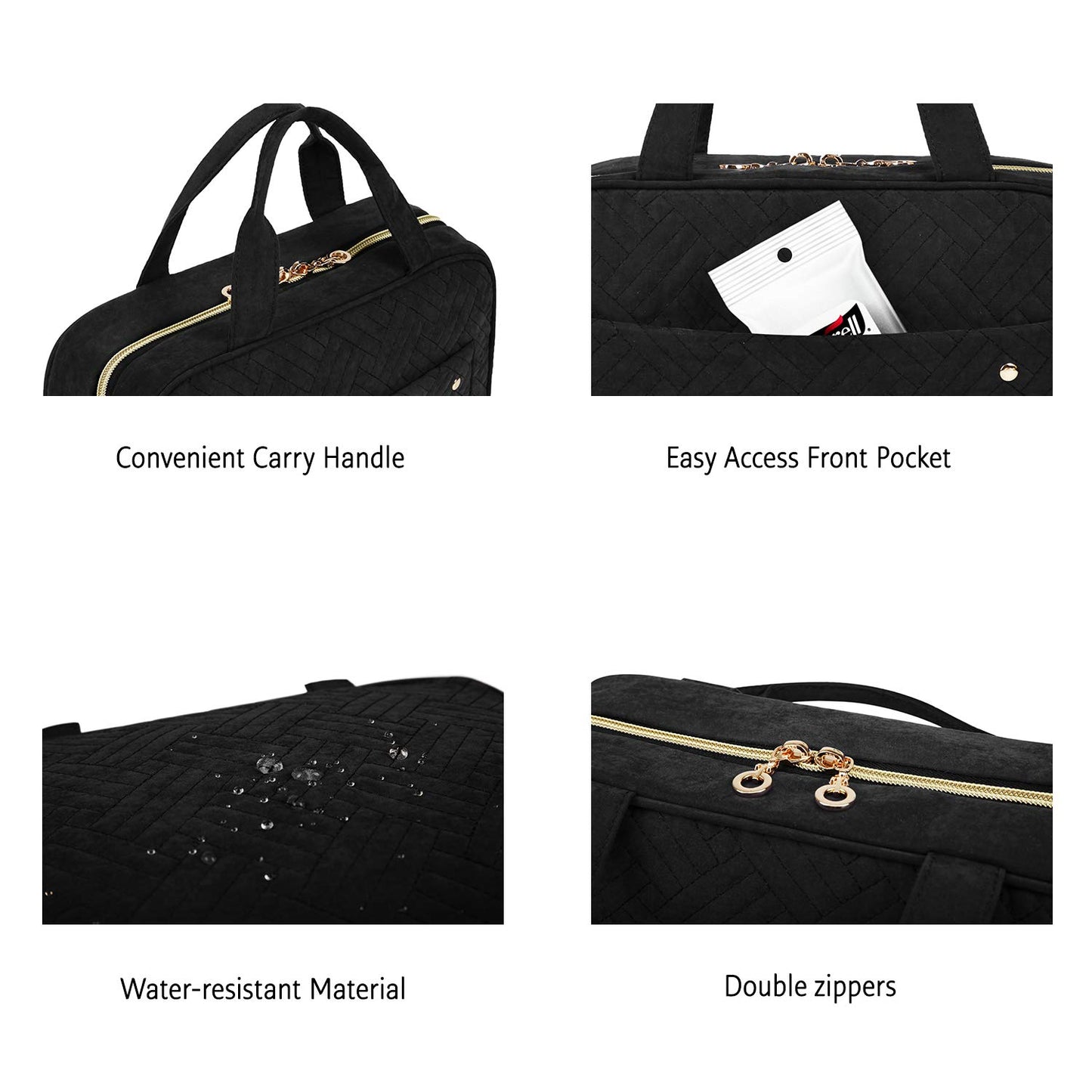 BAGSMART Hanging Toiletry Bag – Water-Resistant Travel Organizer for Full-Size Toiletries & Accessories (Black, Medium)