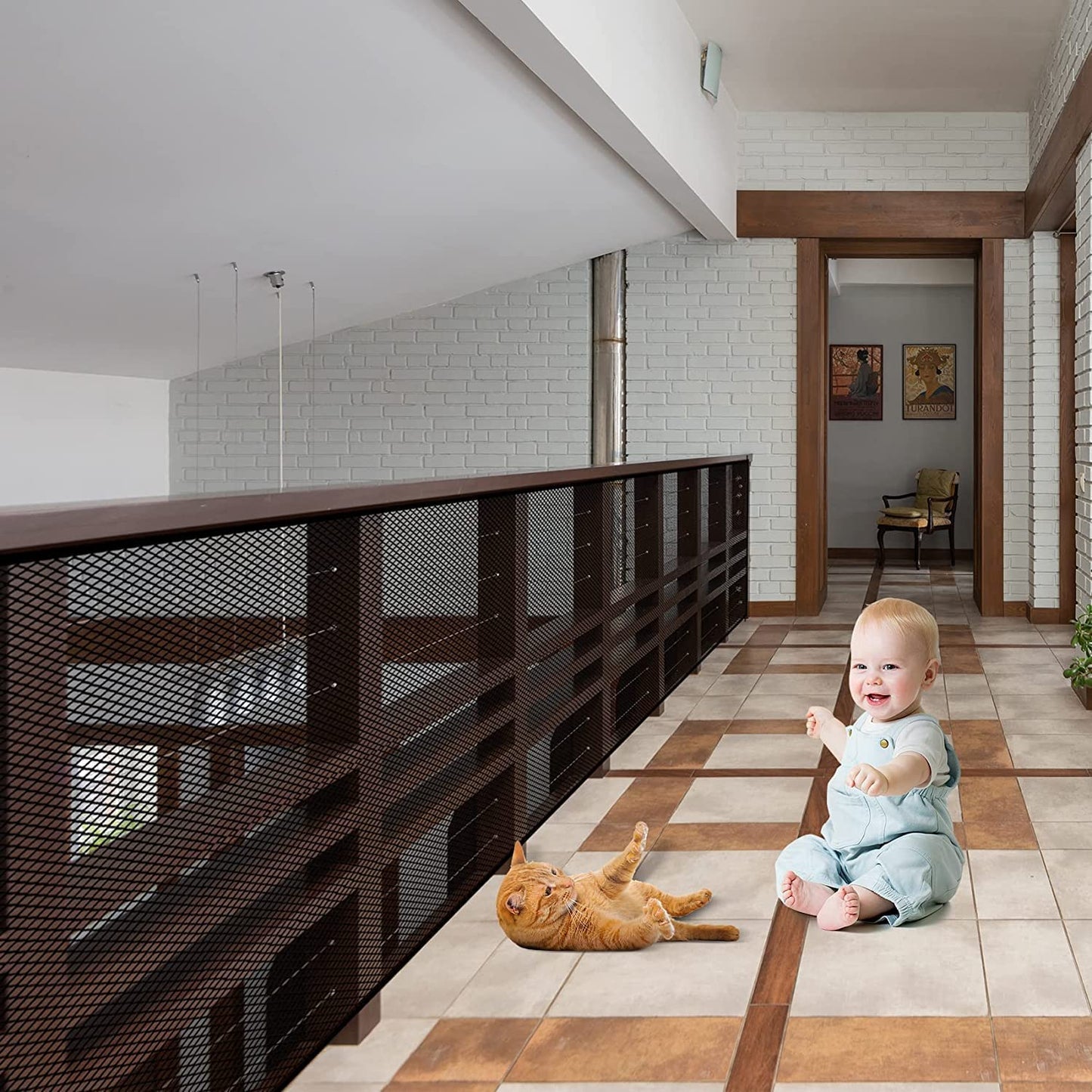 JIFTOK Baby Safety Net – 59ft Mesh Guard for Stairs, Balcony & Railings (Black)