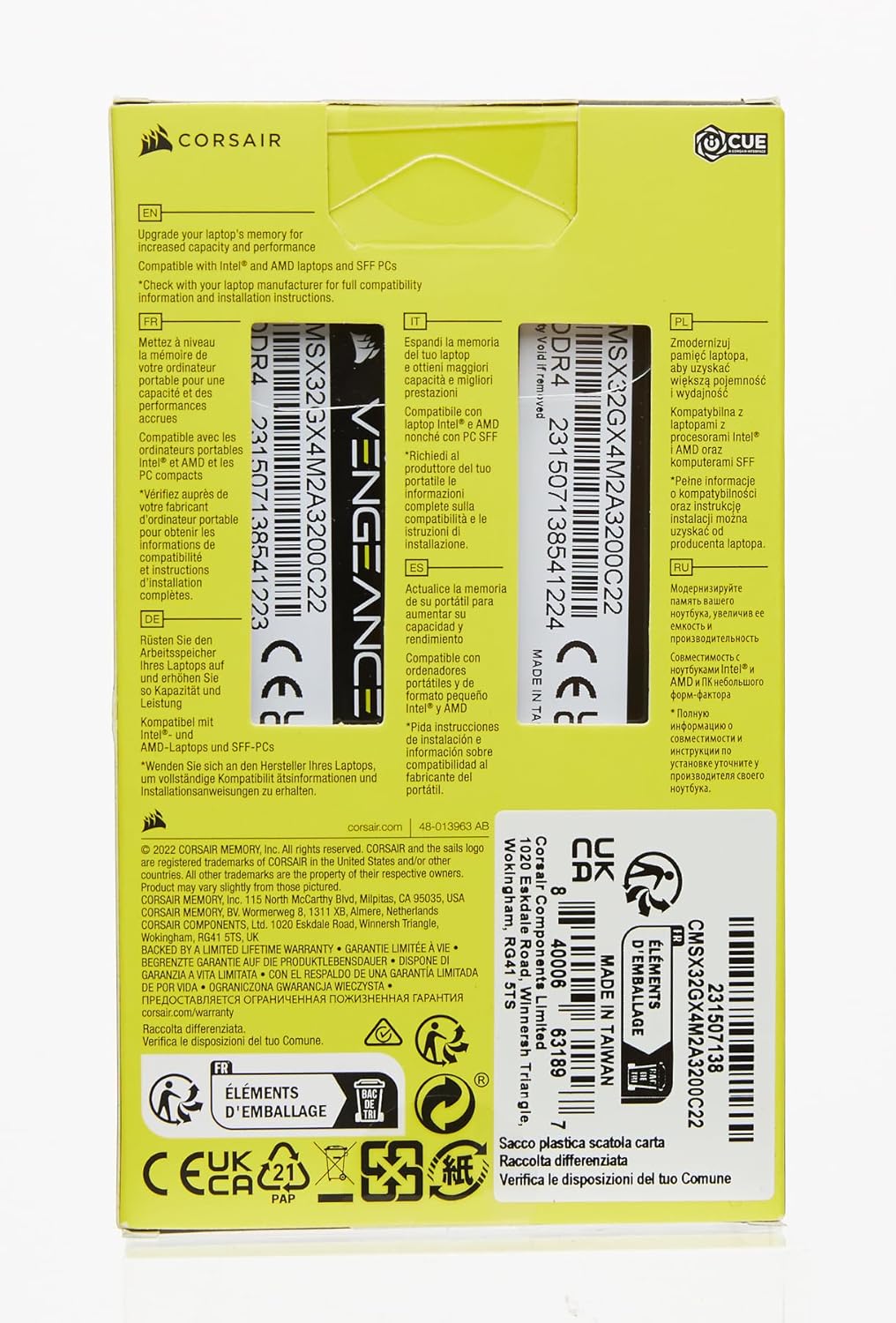 CORSAIR Vengeance 32GB DDR4 Laptop RAM – 3200MHz (2x16GB, Black)