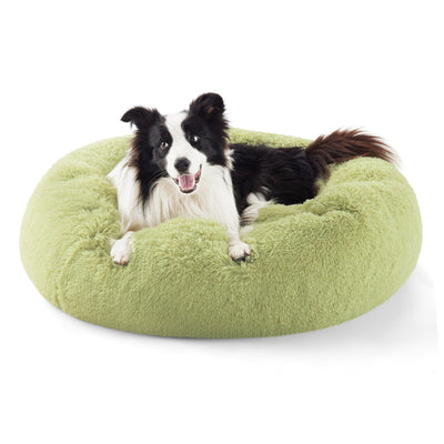 Bedsure Calming Dog Bed – 23" Round Plush Bed for Small Dogs & Cats (Camel, Up to 25 lbs)