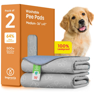IMPROVIA Reusable Puppy Pad – Waterproof, Washable Training Pad (Small, 18"x24")