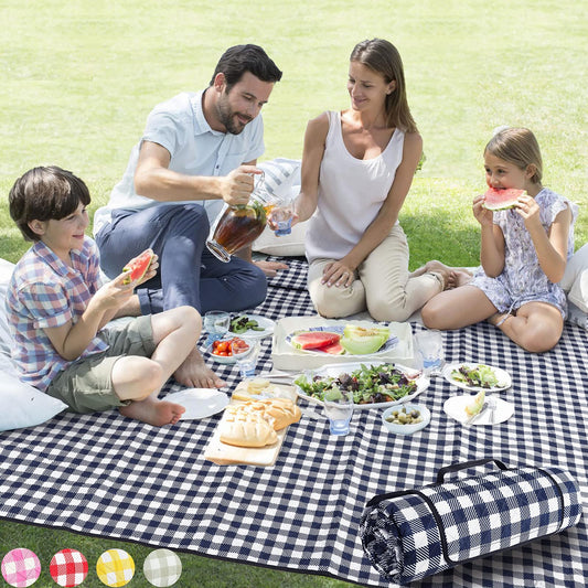 ZAZE Extra Large Picnic Blanket (80"x80") – Waterproof Foldable Mat for Beach, Camping & Lawn (Black/White)