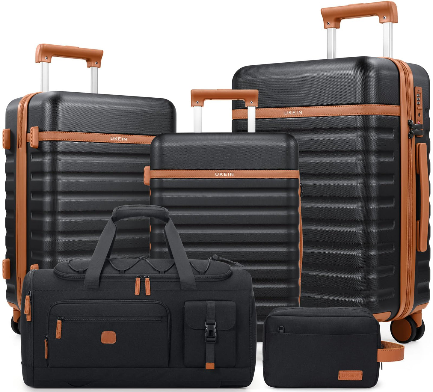 3-Piece Luggage Set – 20” PC Hardside Carry-On with Spinner Wheels, TSA Lock & Travel Backpack (Black)