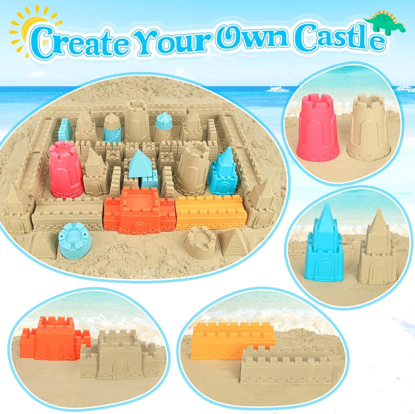 Collapsible Beach Toys Set – Foldable Sand Bucket & Shovels with Mesh Bag for Kids Ages 3–10